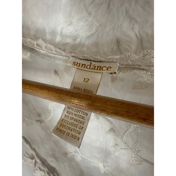 Sundance Platinum Gray Sheer Embroidered Floral Lace Peasant Dress Cottage 12 - Picture 3 of 13